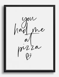 Pizza Love Quote Canvas Print Black