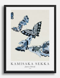 Kamisaka Sekka Butterfly Elegance Canvas Print Black