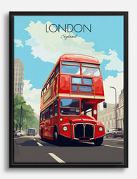 London Icon Red Bus Canvas Print Black