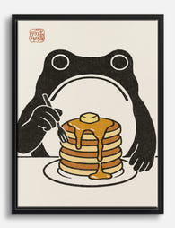 Pancake Breakfast Frog Canvas Print Black