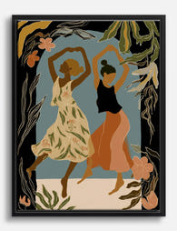 Midnight Botanical Dance Canvas Print - Black