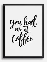 Coffee Love Quote Canvas Print Black