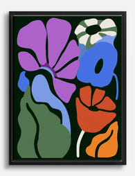 Bold Botanical Pop Canvas Print Black