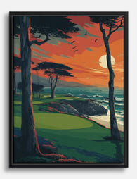 Sunset Fairway Escape Canvas Print Black