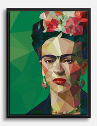Frida Kahlo Geometric Portrait Canvas Print Black