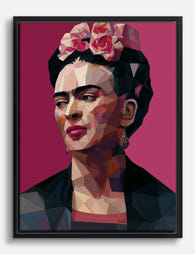 Frida Kahlo Geometric Muse Canvas Print Black