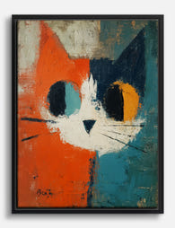 Playful Colorblock Cat Canvas Print Black