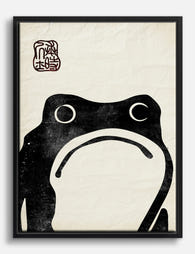 Playful Frog Charm Canvas Print Black