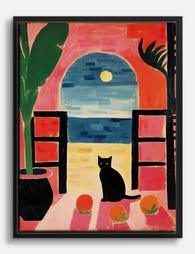 Matisse Cat & Lemons Vista Canvas Print Black