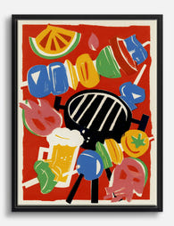 Backyard BBQ Pop Canvas Print Black