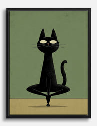 Zen Black Cat Canvas Print Black