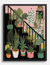 Botanical Staircase Haven Canvas Print Black