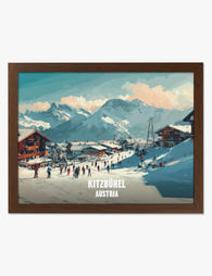 Alpine Winter Village Art Print Brown