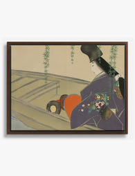 Asazuma in Her Boat by Kamisaka Sekka Canvas Print Brown