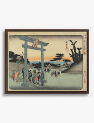 Hiroshige’s Torii at Sunset Canvas Print Brown