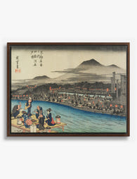Riverside Gathering by Hiroshige Canvas Print Brown