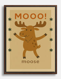 Cheerful Moose Whimsy Canvas Print Brown