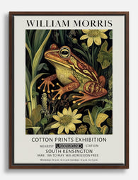 William Morris Frog Botanical Canvas Print Brown
