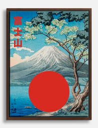 Serene Mount Fuji Canvas Print Brown