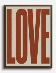 Bold Love Typography Canvas Print Brown