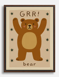 Grrr Bear Fun Canvas Print Brown