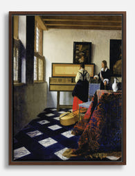 The Music Lesson by Vermeer Canvas Print Brown