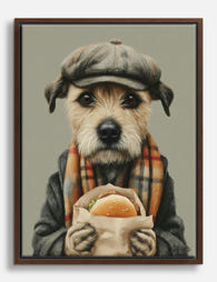 Terrier with a Treat Canvas Print - Brown