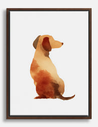 Watercolor Dachshund Silhouette Canvas Print Brown