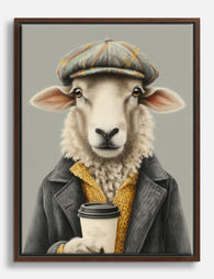 Cozy Sheep Chic Canvas Print - Brown
