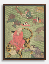 Tiger and Dragon by Utagawa Hiroshige Canvas Print Brown