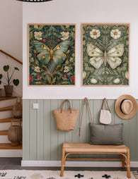 Butterfly Art Nouveau Garden Gallery Wall Art Print Set
