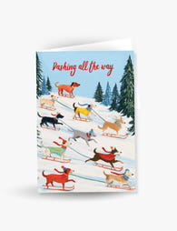 Dashing All The Way Dogs Snow Card