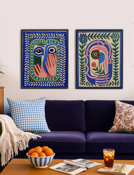 Folk Faces Abstract Gallery Wall Art Print Set