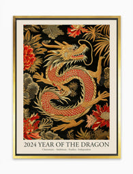 Golden Dragon 2024 Canvas Print Gold Frame