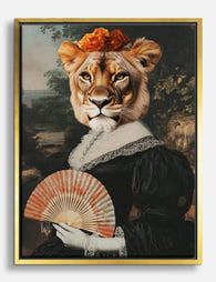 Regal Lioness Portrait Canvas Print - Gold
