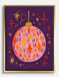 Festive Pink Ornament Glow Canvas Print Gold