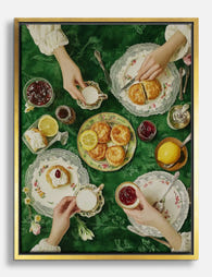 Elegant Afternoon Tea Gathering Canvas Print Gold