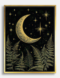 Moonlit Ferns by William Morris Canvas Print Gold