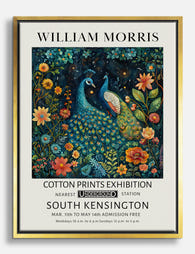 Morris Midnight Peacocks Canvas Print Gold