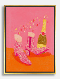 Glitter Boots & Bubbly Pop Canvas Print Gold