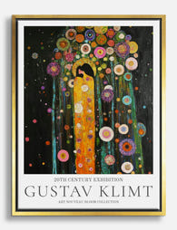 Klimts Floral Embrace Canvas Print Gold