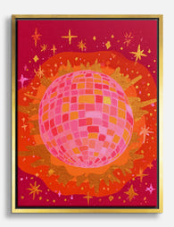 Pink Disco Glow Canvas Print Gold