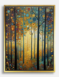 Klimt-Inspired Spring Forest Canvas Print - Gold