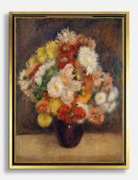 Chrysanthemums by Renoir Canvas Print Gold