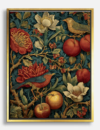 Morris Botanical Birds Canvas Print - Gold