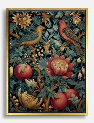 Morris Botanical Birds Canvas Print Gold