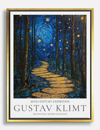 Klimts Starry Forest Path Canvas Print Gold