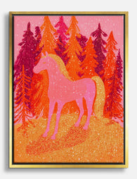 Pink Sunset Stallion Canvas Print Gold