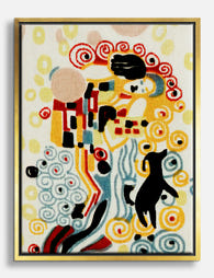 Klimt Embrace with Dog Canvas Print Gold