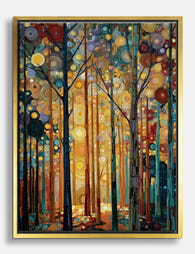 Klimt-Inspired Sunlit Forest Canvas Print - Gold